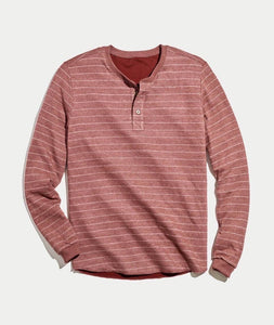 Double Knit Henley in Syrah Stripe