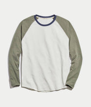 Double Knit Baseball Raglan in Cream & Admiral Green