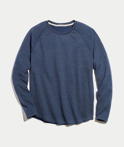 Double Knit Baseball Raglan in Deep Denim