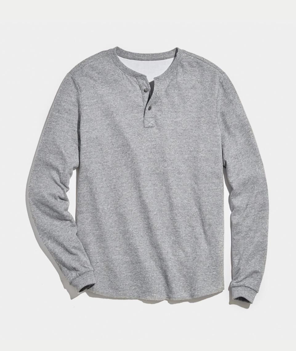 Double Knit Henley in Heather Grey