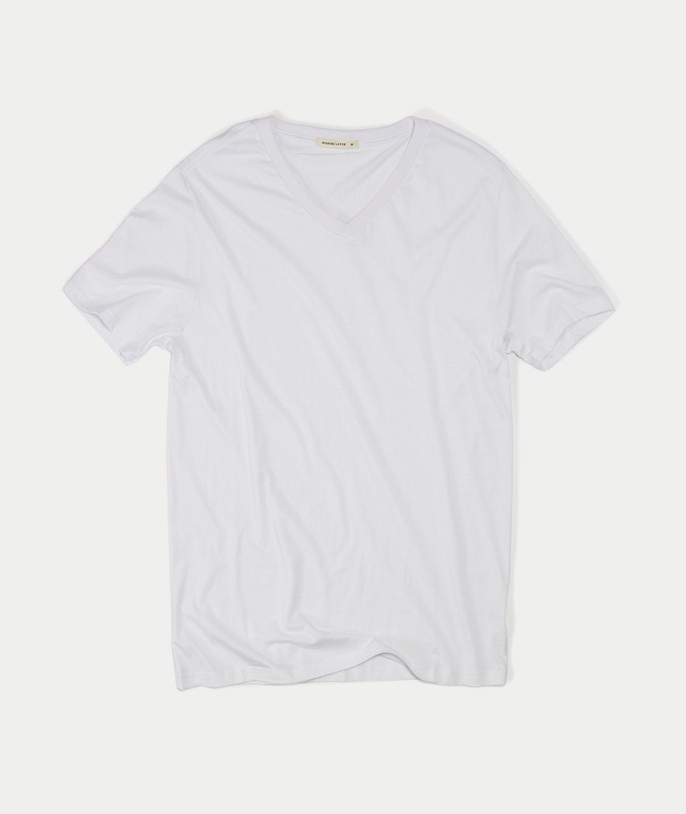 Signature V-neck Tee - Pure White