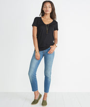 Slub V-neck Tee - Black