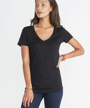 Slub V-neck Tee - Black