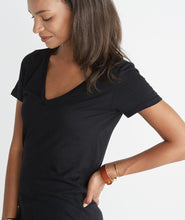 Slub V-neck Tee - Black