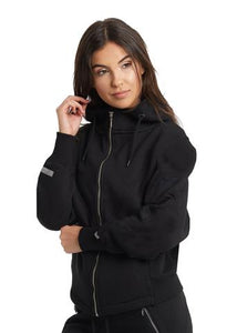BLACK FULL ZIP BOMBER HOODIE