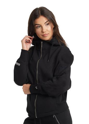 BLACK FULL ZIP BOMBER HOODIE