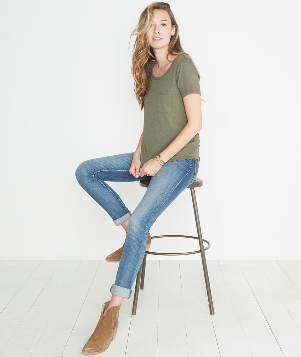 Boyfriend Pocket Tee in Admiral Green