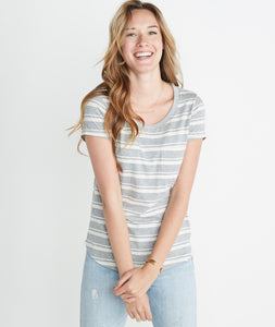 Boyfriend Pocket Tee in Heather Grey Stripe