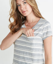 Boyfriend Pocket Tee in Heather Grey Stripe