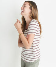 Boyfriend Pocket Tee in Merlot Stripe