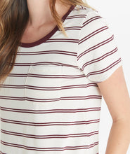 Boyfriend Pocket Tee in Merlot Stripe