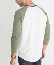 Double Knit Baseball Raglan in Cream & Admiral Green