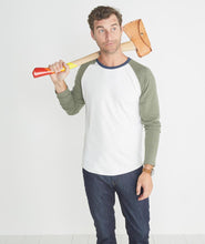 Double Knit Baseball Raglan in Cream & Admiral Green