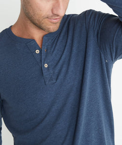 Double Knit Henley in Deep Denim