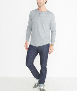 Double Knit Henley in Heather Grey