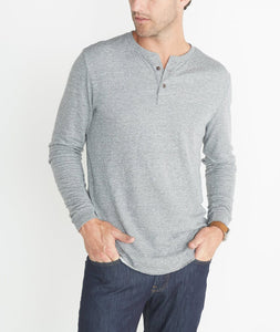 Double Knit Henley in Heather Grey