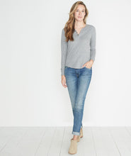 Double Knit Henley in Heather Grey