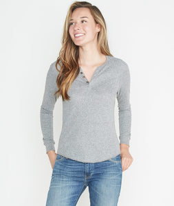 Double Knit Henley in Heather Grey