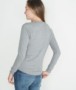 Double Knit Henley in Heather Grey