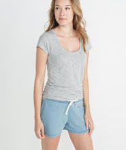 Slub U-Neck in Grey/White Stripe