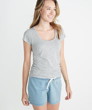 Slub U-Neck in Grey/White Stripe