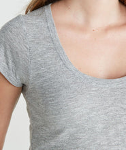 Slub U-Neck in Grey/White Stripe