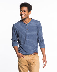 Double Knit Henley - Dark Navy and Cream