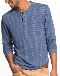 Double Knit Henley - Dark Navy and Cream