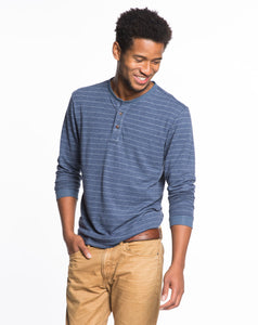 Double Knit Henley - Dark Navy and Cream