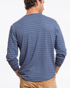 Double Knit Henley - Navy and White Stripe