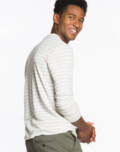 Double Knit Henley - Natural and Charcoal Stripes