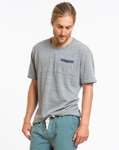 Double Knit Pocket Tee - Heather Grey and Azulon