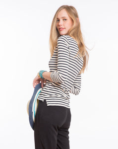 Darby Striped Boatneck Crew - Navy and White Stripe