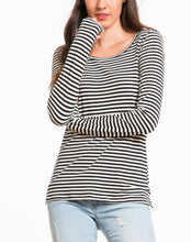 Annie Striped Longsleeve Crew - Black and White Stripe