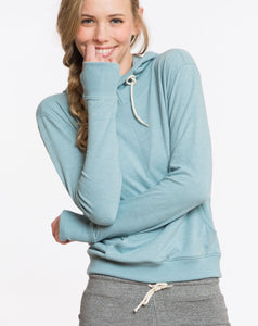 Double Knit Cowlneck Hoodie - Stone Blue