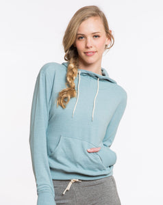 Double Knit Cowlneck Hoodie - Stone Blue