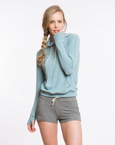 Double Knit Cowlneck Hoodie - Stone Blue