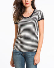 Annie Striped Ringer Tee - Black and White Stripe