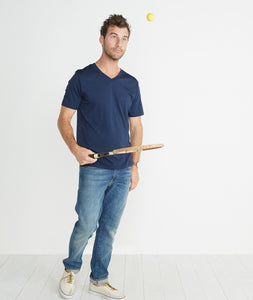 Signature V-neck Tee - True Navy