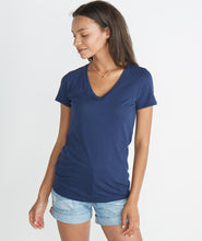 Slub V-Neck Tee - Mood Indigo