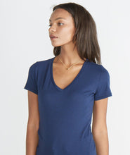 Slub V-Neck Tee - Mood Indigo
