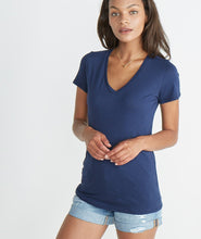 Slub V-Neck Tee - Mood Indigo