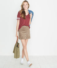 Varsity Stripe Tee in Merlot