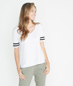 Varsity Stripe Tee in Snow White