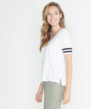 Varsity Stripe Tee in Snow White