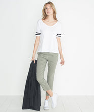 Varsity Stripe Tee in Snow White