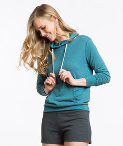 Caroline Duofold Cowl Neck Hoodie