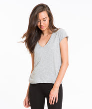 Thin Stripe V-Neck - Grey and White Stripe