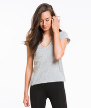 Thin Stripe V-Neck - Grey and White Stripe