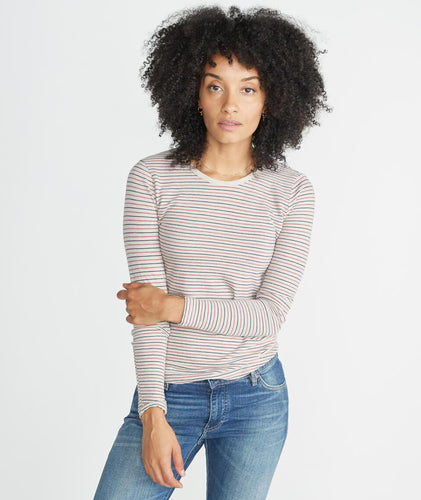 Clover Saddle Longsleeve in Vintage Oat Stripe